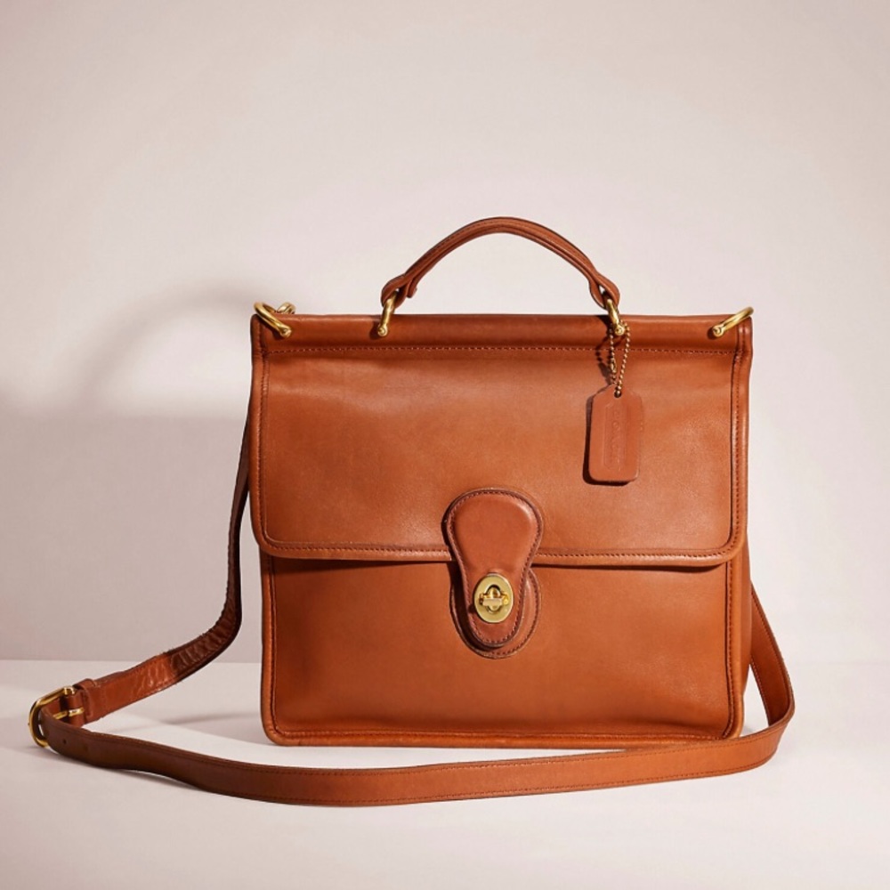 Vintage Coach Willis Satchel Crossbody Bag in Camel Leather